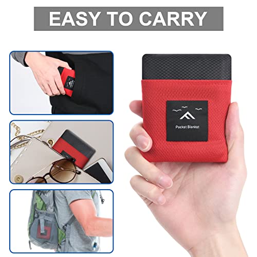 Ainiv Picnic Blanket, Mini Pocket Beach Mat 43.3 x 55.1IN (2-3 People) Foldable, Lightweight Waterproof Sand Free, Foldable Thin Ground Sheet for Outdoor Camping Hiking Travel - with Hand Strap - Image 5