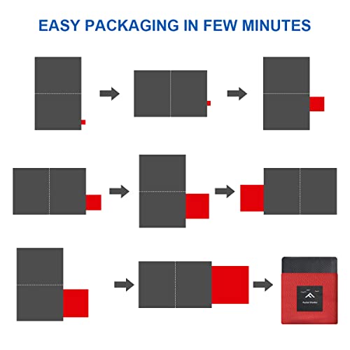 Ainiv Picnic Blanket, Mini Pocket Beach Mat 43.3 x 55.1IN (2-3 People) Foldable, Lightweight Waterproof Sand Free, Foldable Thin Ground Sheet for Outdoor Camping Hiking Travel - with Hand Strap - Image 3