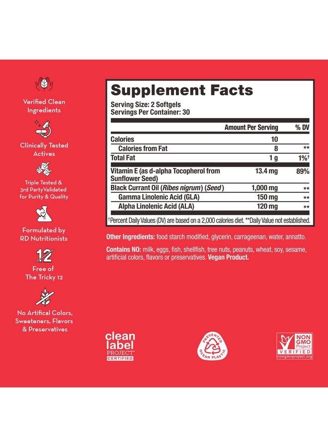 HUM Red Carpet - Skin & Hair Supplement - Black Currant Seed Oil for Glowing Skin & Strong Thicker Hair with Vitamin E & Omegas 3/6 - Hair Growth Vitamins for Women (60-Count) - Image 1