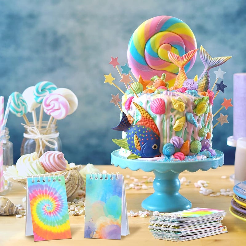 Epakh 24 Pcs Mini Tie Dye Spiral Notepads Small Tie Dye Notebook Fun Coil Pocket Notebook Party Favors Cute Rainbow Note Pad for Kids Boys Girls Birthday Goodie Bag Fillers School Office Supplies 6 Styles  - Image 5