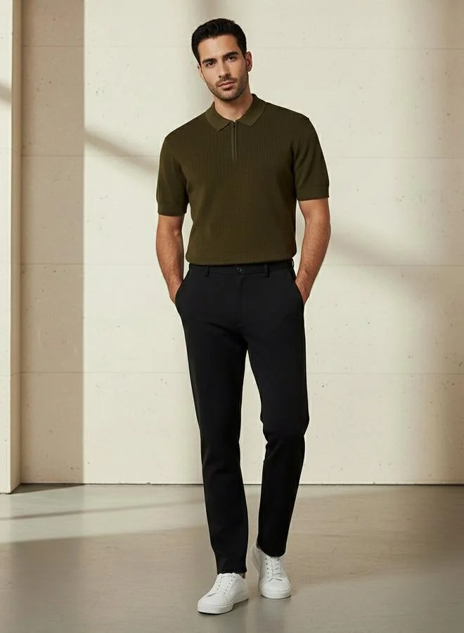 Splash FAV BLACK Smart Regular Fit Trousers for Men | Best Price UAE