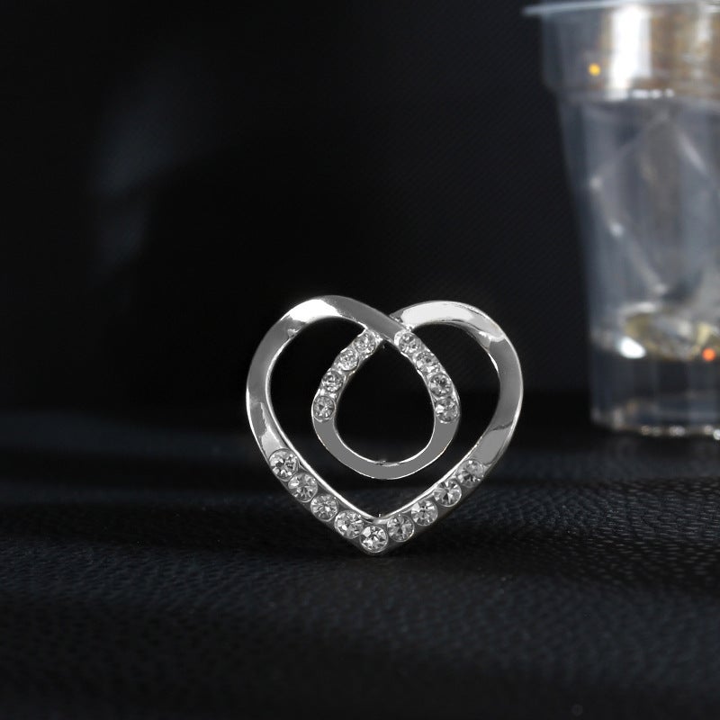 Love silk scarf buckle peach heart corner buckle waist-tight magic hem clothes decorative rhinestone simple knotted buckle shirt collar - Image 1