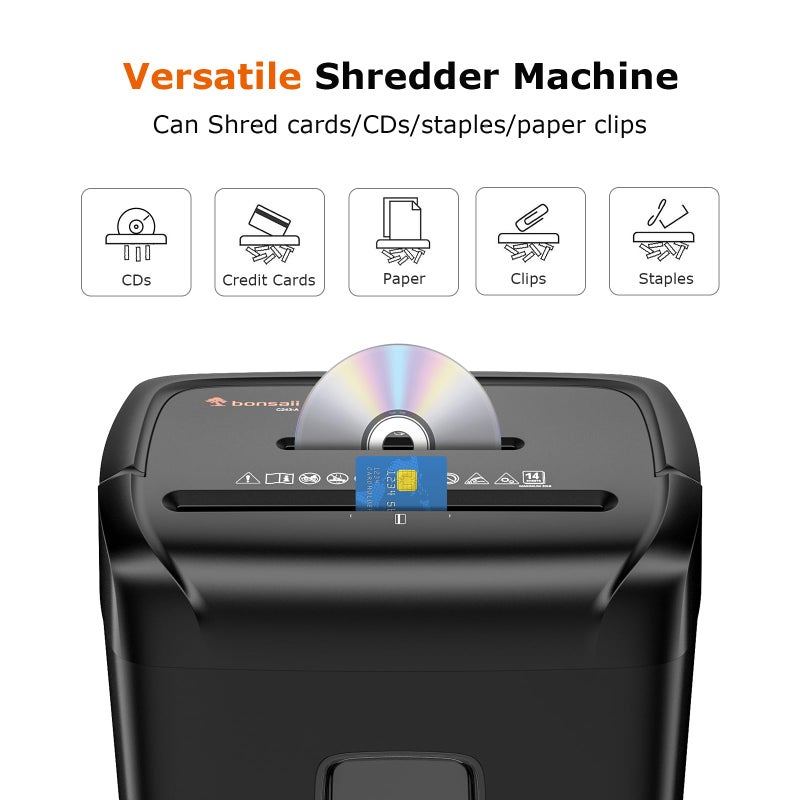 Bonsaii 14-Sheet Paper Shredder for Home Office Use, 10-Minute Cross Cut Shredder with 5.5 Gallons Bin, P-4 High Security Heavy Duty Office Shredder Shred CD/Credit Card - Image 4