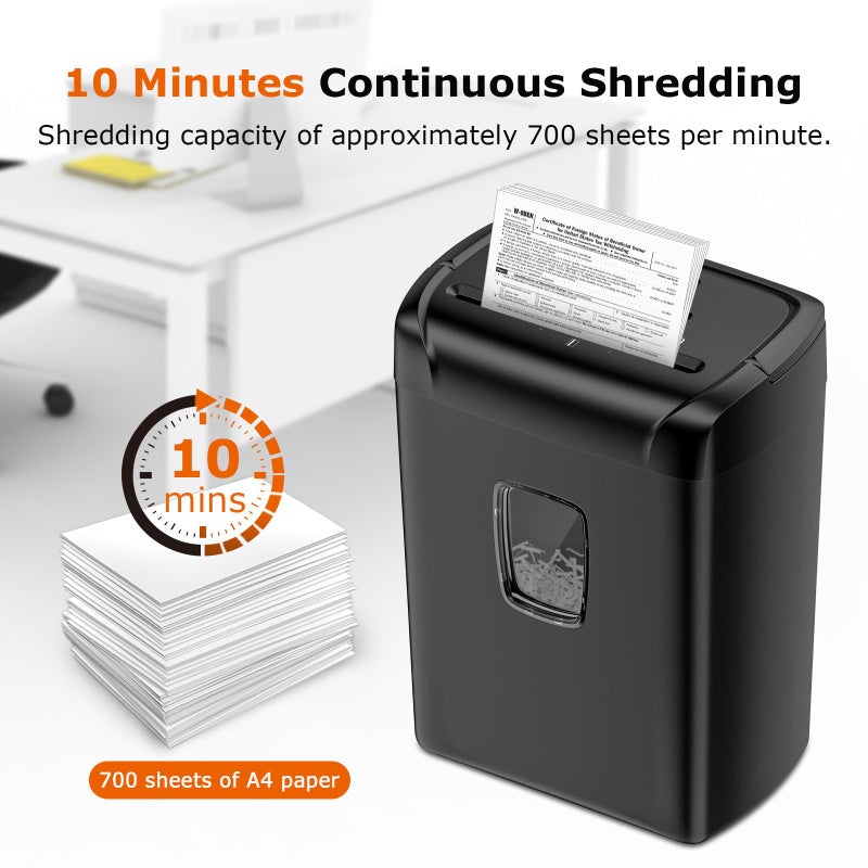 Bonsaii 14-Sheet Paper Shredder for Home Office Use, 10-Minute Cross Cut Shredder with 5.5 Gallons Bin, P-4 High Security Heavy Duty Office Shredder Shred CD/Credit Card - Image 2