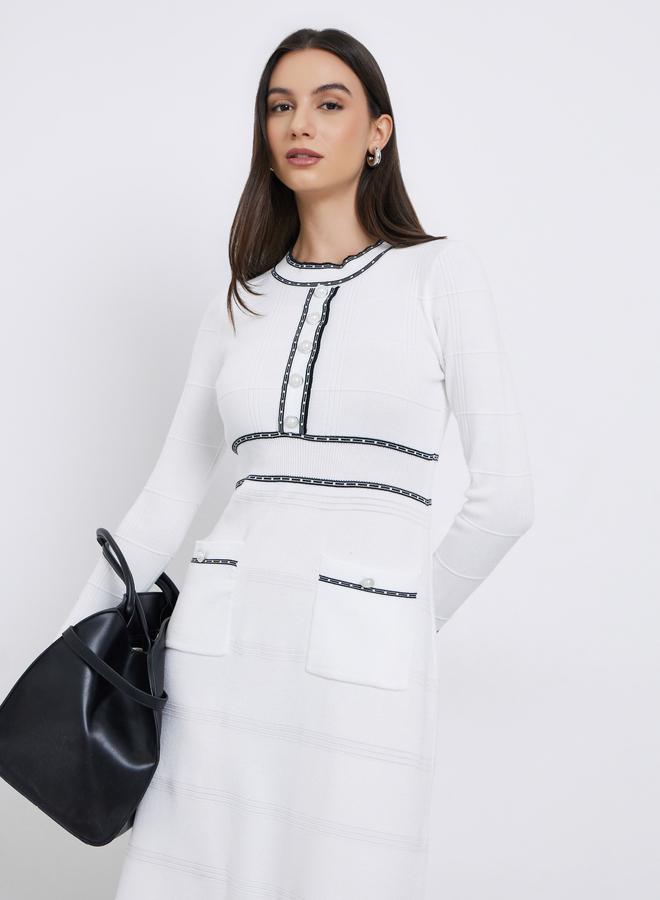 Take Two White Knitted Sweater Midi Dress - Image 3