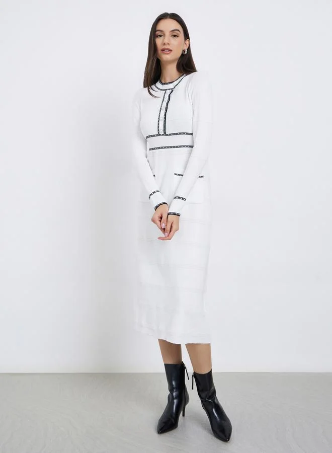 Take Two Take Two White Knitted Sweater Midi Dress