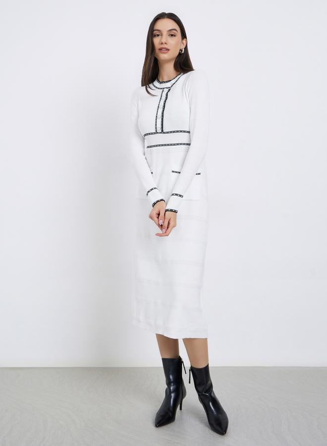 Take Two White Knitted Sweater Midi Dress - Image 2