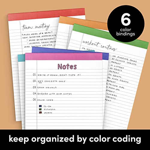 PAPERAGE Lined Legal Pads, (Rainbow), 6 Pack, 50 Sheets Each, Wide/Legal Ruled, Note Pads, Paper, 8.5 inches x 11 inches - Image 3