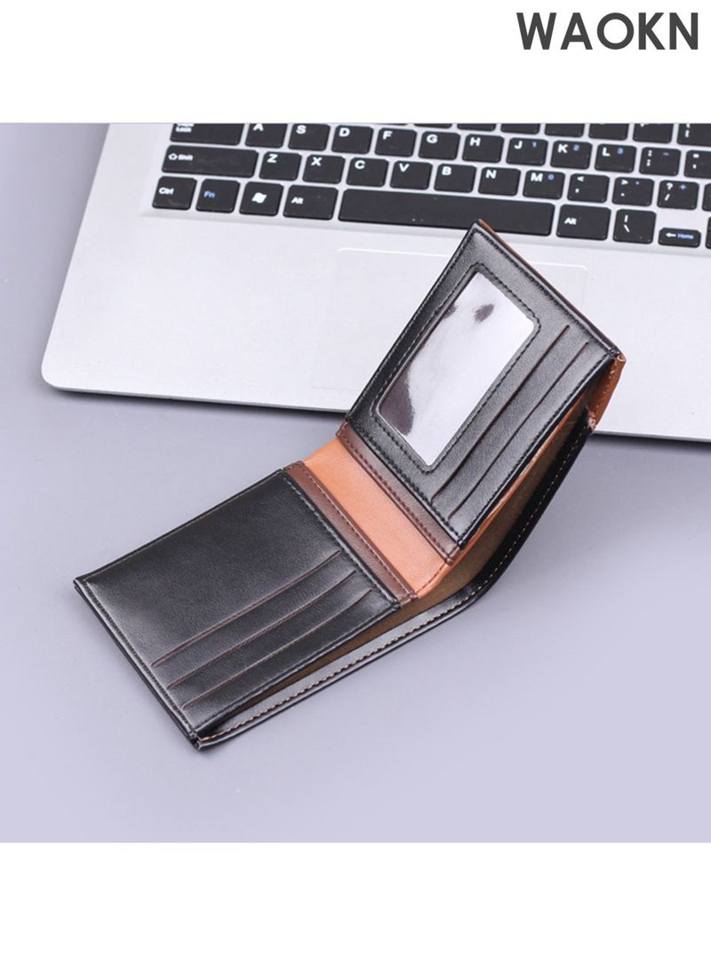 WAOKN New men's multi slot leather wallet, men's wallet, men's short card bag 2-in-1 wallet, foldable wallet, lightweight and convenient to carry wallet, spliced large capacity wallet. - Image 5