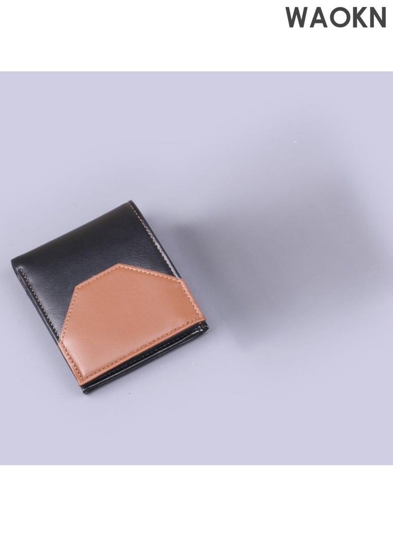 WAOKN New men's multi slot leather wallet, men's wallet, men's short card bag 2-in-1 wallet, foldable wallet, lightweight and convenient to carry wallet, spliced large capacity wallet. - Image 2