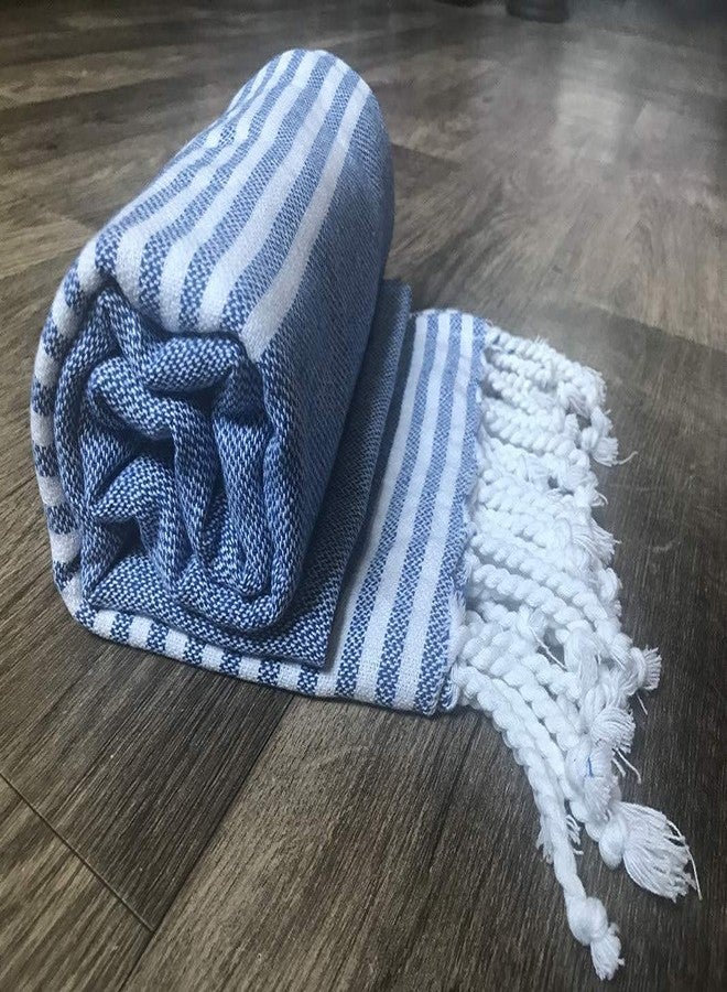 Eden Living Beach/ Bath Lightweight Travel Towel Set of 2 Turkish Towel ( Sky Blue & Blue) - Image 2