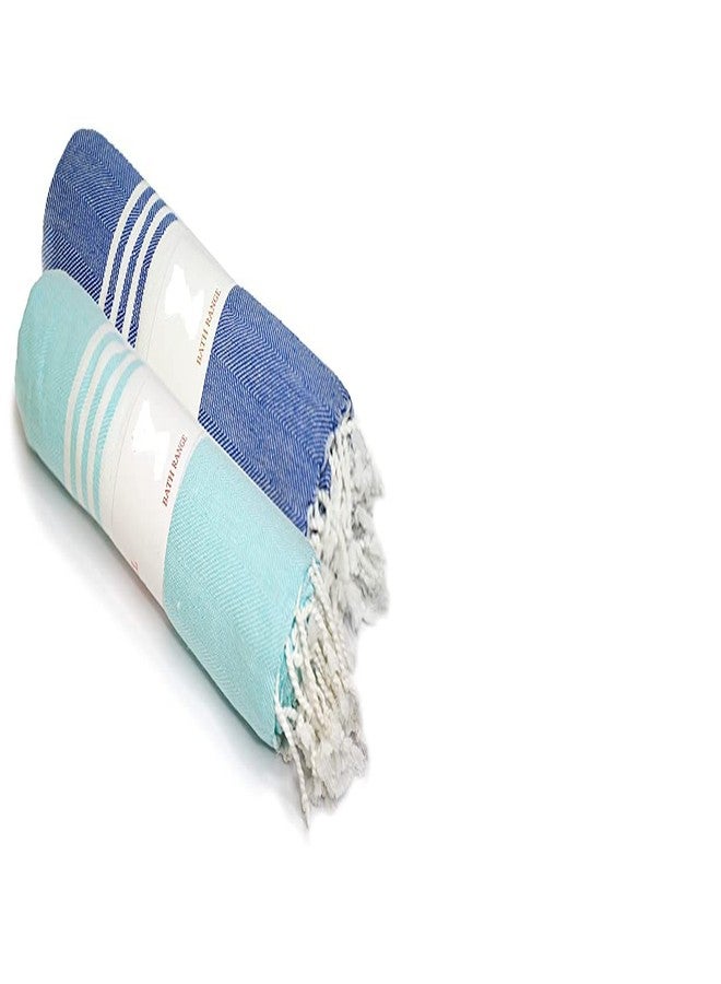 Eden Living Beach/ Bath Lightweight Travel Towel Set of 2 Turkish Towel ( Sky Blue & Blue) - Image 1