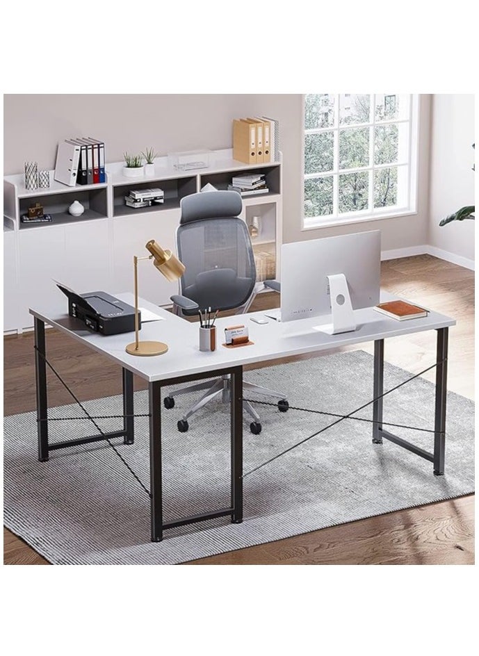 AGD - L-shaped gaming desk with rounded corner and removable shelf for home, office and workstation - Image 1