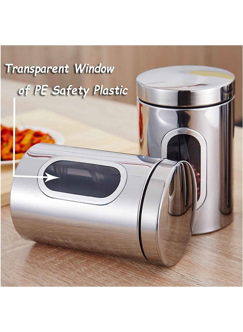 تابيت 1PCS 950ml الفولاذ المقاوم للصدأ علبة تخزين الأغذية مع نافذة مرئية زجاجية وأغطية مضادة للهواء ، جرات تخزين الحلوى القهوة السكر ، حاويات تخزين الأغذية خزان تخزين الحبوب  - Image 5