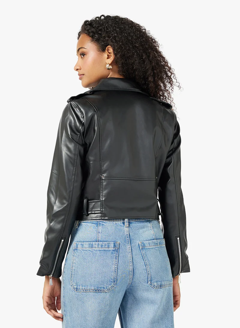 Ginger Biker PU Leather Jacket
