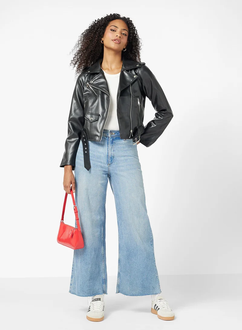 Ginger Biker PU Leather Jacket