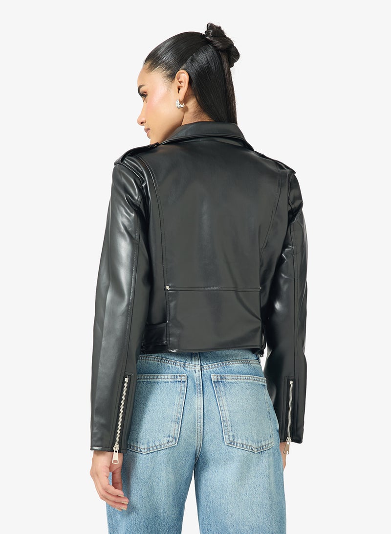 Ginger Biker PU Leather Jacket - Image 2