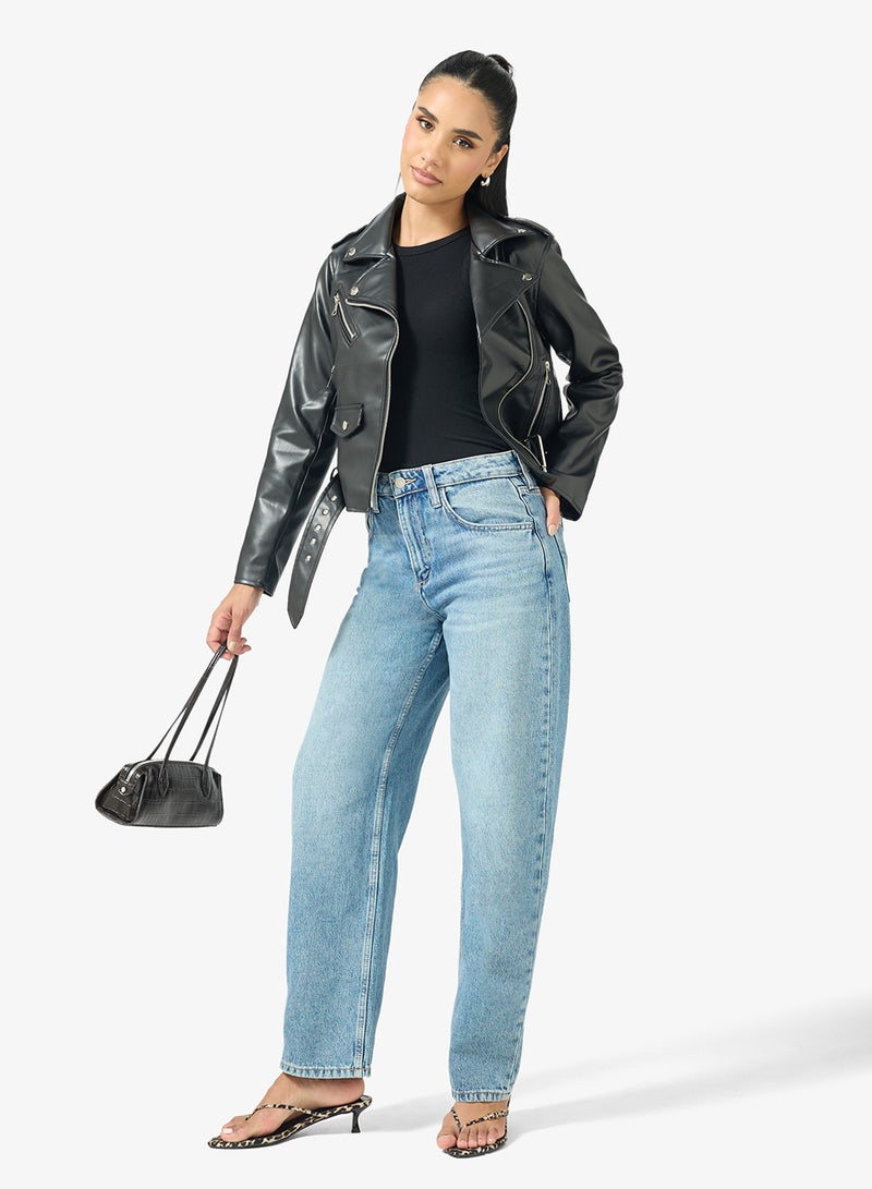 Ginger Biker PU Leather Jacket - Image 4