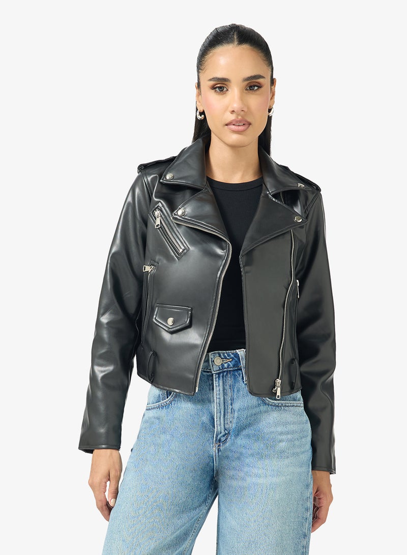 Ginger Biker PU Leather Jacket - Image 1