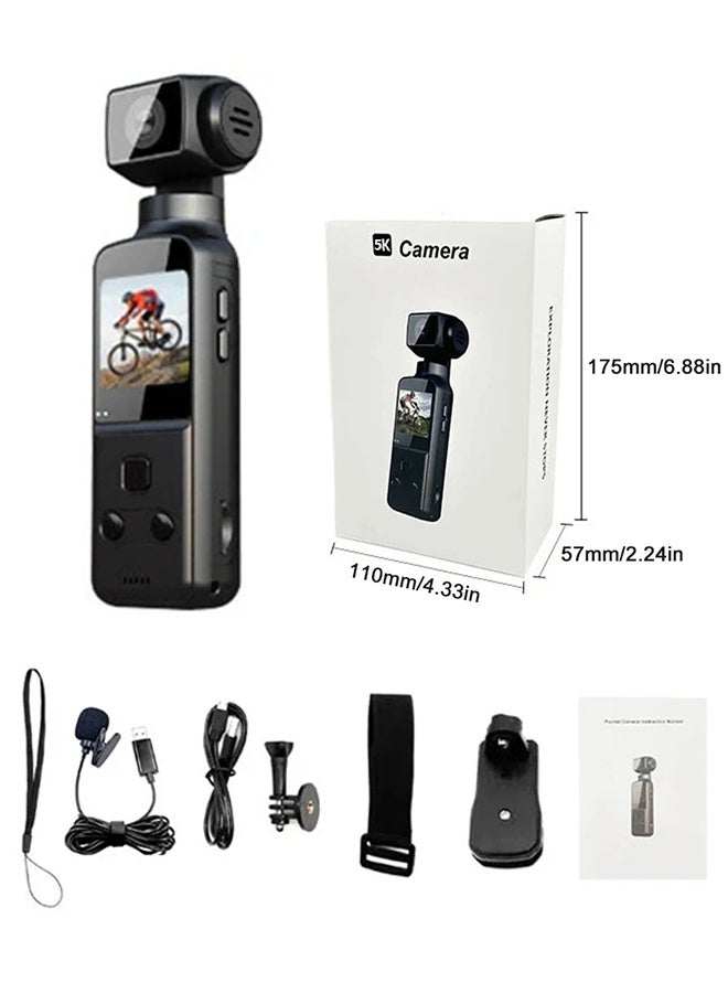 Generic 5K HD Anti-Shake Sports Camera, 270 Degree Rotation Portable Sport Motion Camera with Mic Clip Outdoor Riding Shooting Vlog, 1.3Inch Screen Pocket Digital Cam, Included 128G Card,1000mAh Rechargeable  - Image 5