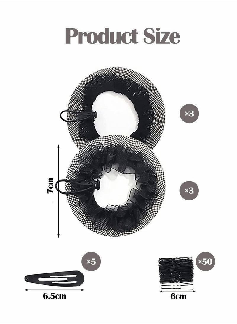 KASTWAVE Bun Hair Nets Set, Women Bun Dancer Hair Net, Black Stretch Lace Hair Accessories for Ballerina Dancer Bank Clerk Nurse Skater  - Image 2