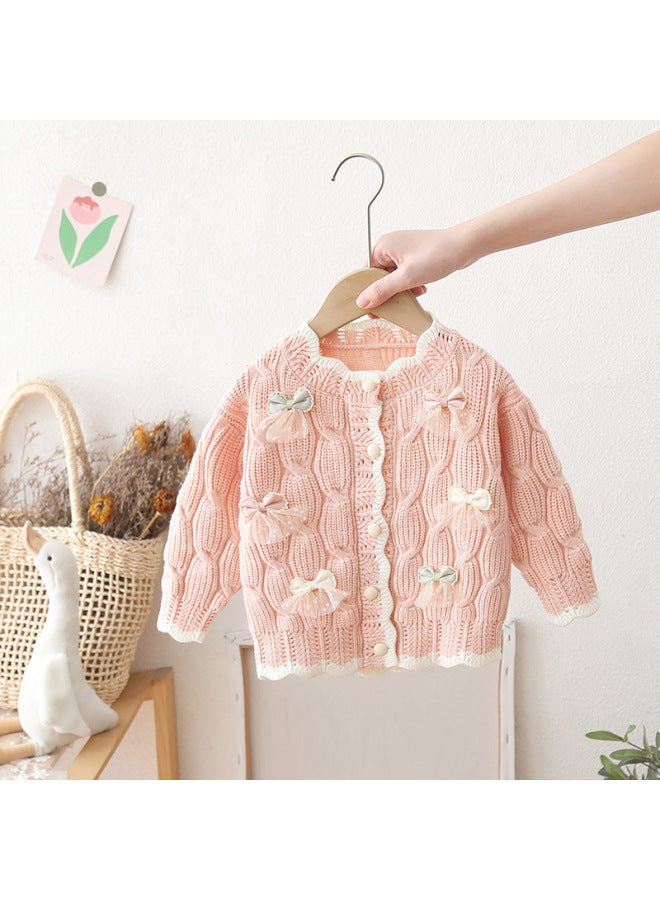 Autumn Children's Sweater Sweet Coat Infant Baby Loose Knitwear Girl Bow Cardigan