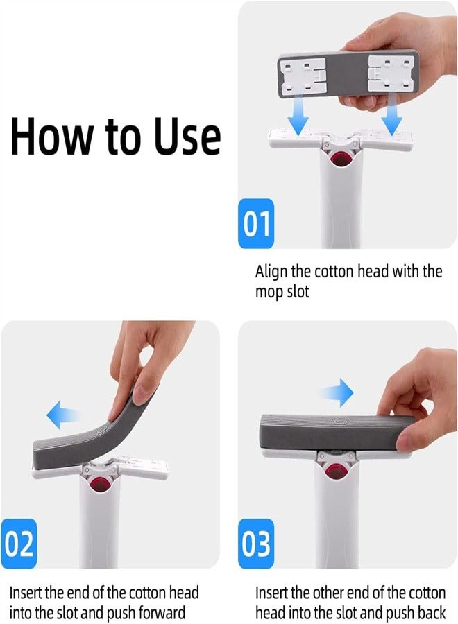 Portable Mini Mop, Self Squeeze Sponge Mops Absorbent Sponge Mop Easily Dry Cleaning Mop with 2 Refill Sponge for Bathroom Kitchens Tableware Desktop Glass  - Image 4