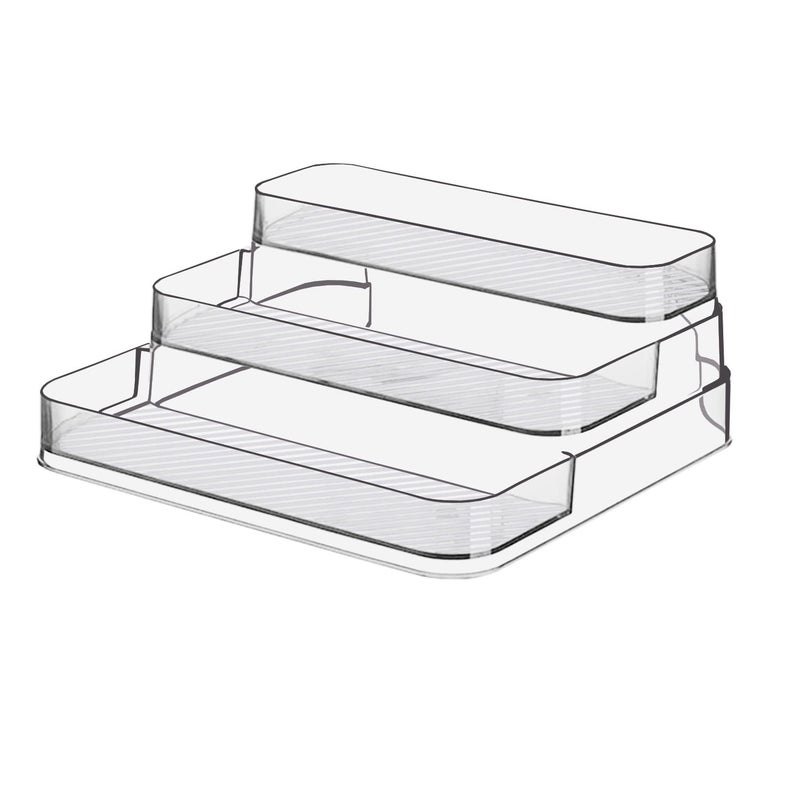 Zilphoba Acrylic Spice Rack, No Assembly Clear 3 Tier Condiment Bottle Shelf Vanity Organizer for Cabinet Kitchen Bathroom (1pcs) - Image 1