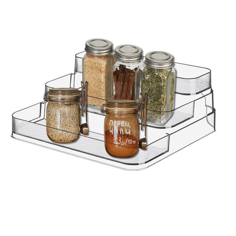 Zilphoba Acrylic Spice Rack, No Assembly Clear 3 Tier Condiment Bottle Shelf Vanity Organizer for Cabinet Kitchen Bathroom (1pcs) - Image 2
