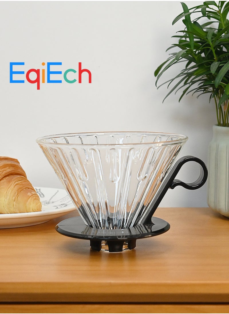 EqiEch V60 Coffee Dripper Borosilicate Glass Coffee Filter Cup 2-4 CUP Slow Brewing Pour Over Coffee Maker Size 02  - Image 1