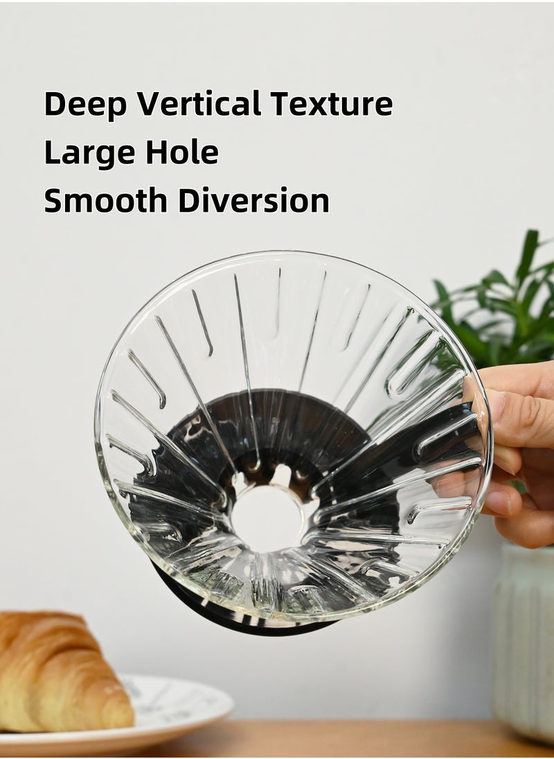 EqiEch V60 Coffee Dripper Borosilicate Glass Coffee Filter Cup 2-4 CUP Slow Brewing Pour Over Coffee Maker Size 02  - Image 2