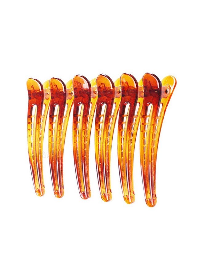 Suoirblss 12Pcs Plastic Duck Bill Teeth Hair Clips Non Slip Band Clips Alligator Bows Hair Clips Professional Hairdressing Salon Hair Barrettes For Hair Styling And Sectioning (Length3'' Brown)  - Image 1