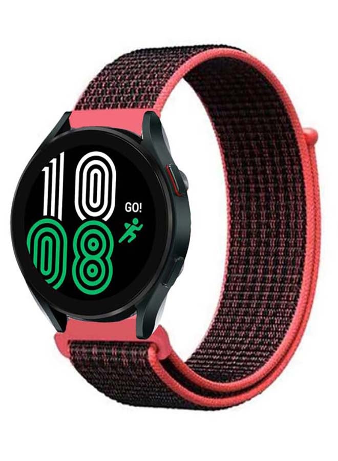 Perfii Nylon Loop Replacement Band For Samsung Galaxy Watch 4 40/44mm Red/Black - Image 2