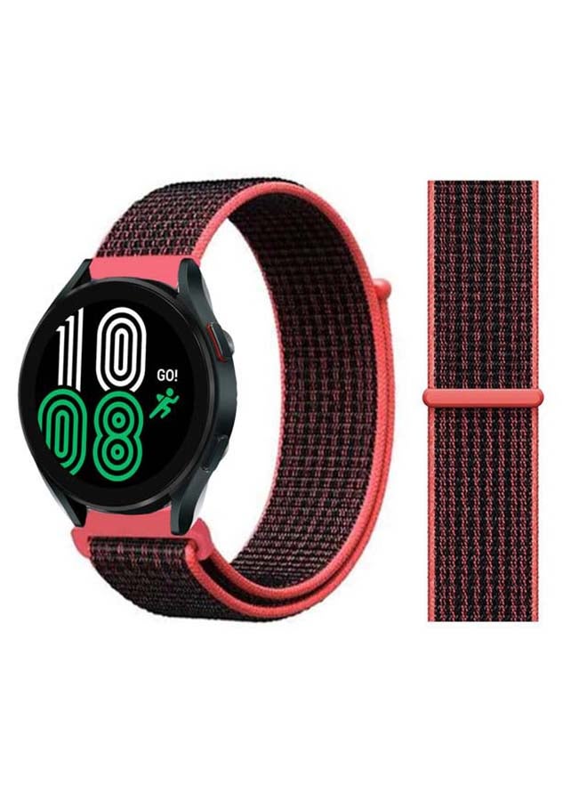 Perfii Nylon Loop Replacement Band For Samsung Galaxy Watch 4 40/44mm Red/Black - Image 1