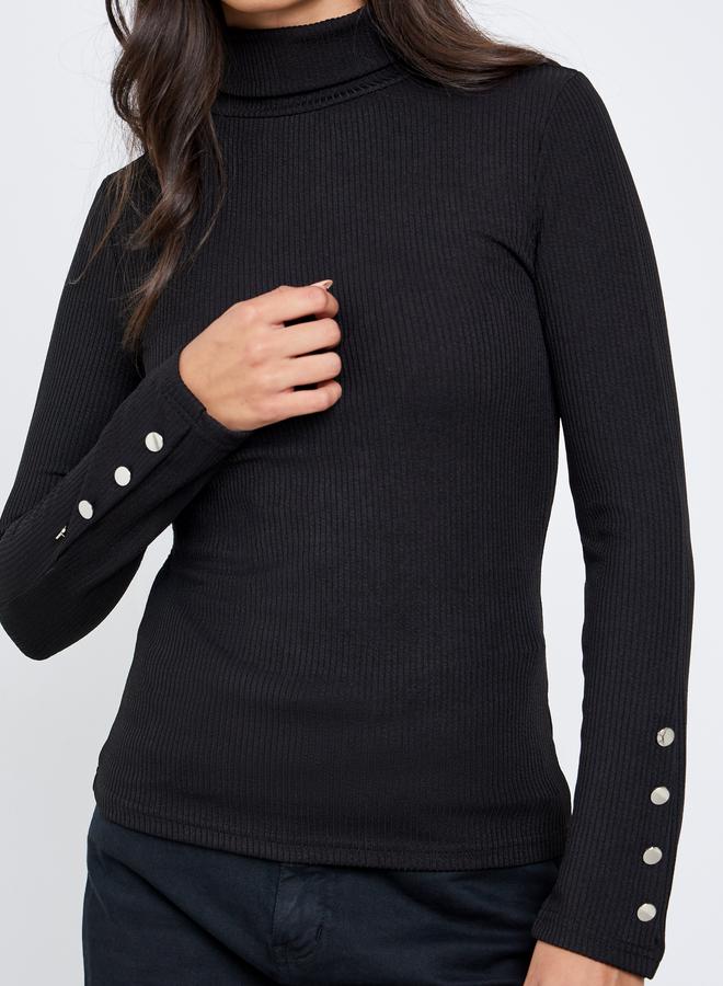 Styli Black Knit Turtleneck Top with Long Sleeves - Image 4