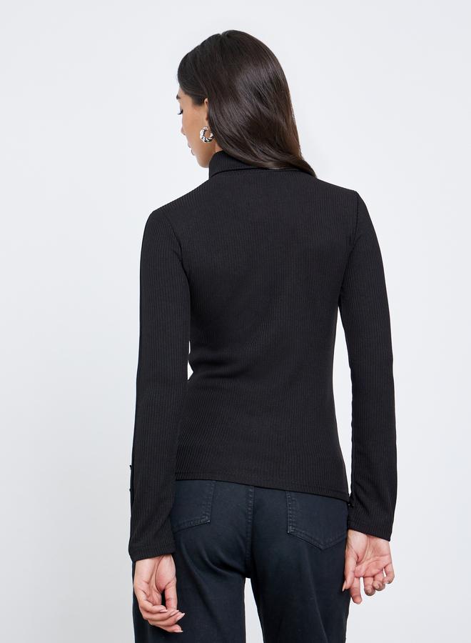Styli Black Knit Turtleneck Top with Long Sleeves - Image 5