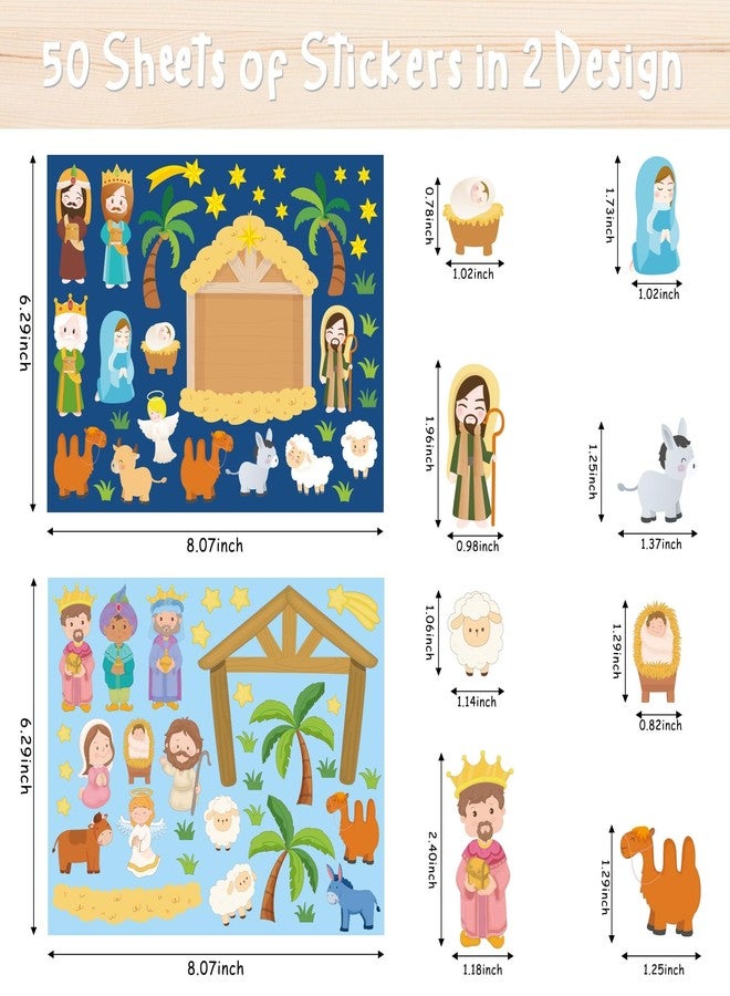 Haooryx Christmas Jesus Nativity Bible Stickers - 50 Sheet God Birth Mix and Match Stickers for Nativity Scene Kids Christmas Holiday Church Theme Party Game Gift Sunday School DIY Craft Supplies - Image 2