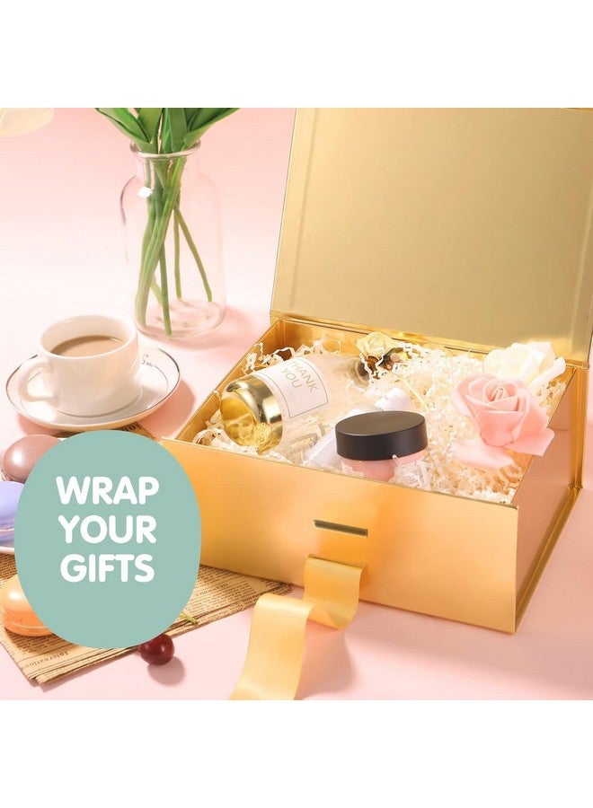Aakriti Gift Box Elegant Folding Diwali Gift Boxes With Ribbon Gifting Reuse Hamper Rakhi Box Gift Boxes Present Gold Gift Box Ribbon Birthday Party Favors (23 x16 x10cm, Gold Gift Box 5pcs) - Image 5