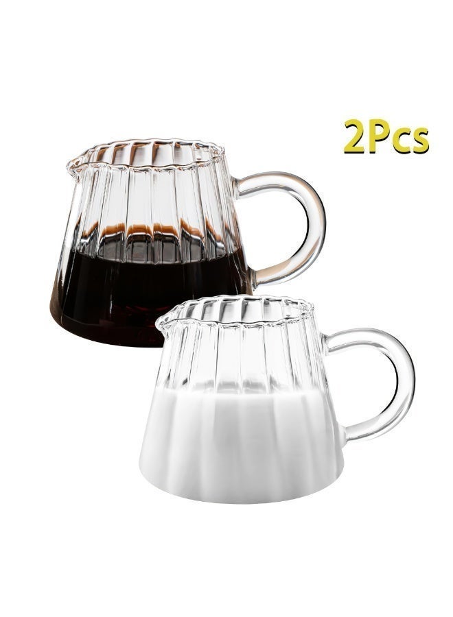 YUFAN 2pcs Set Elegant Wave-Shaped Glass Pitcher - Perfect for Coffee, Tea & Milk Frothing - Ideal Kitchen Accessory - Image 1