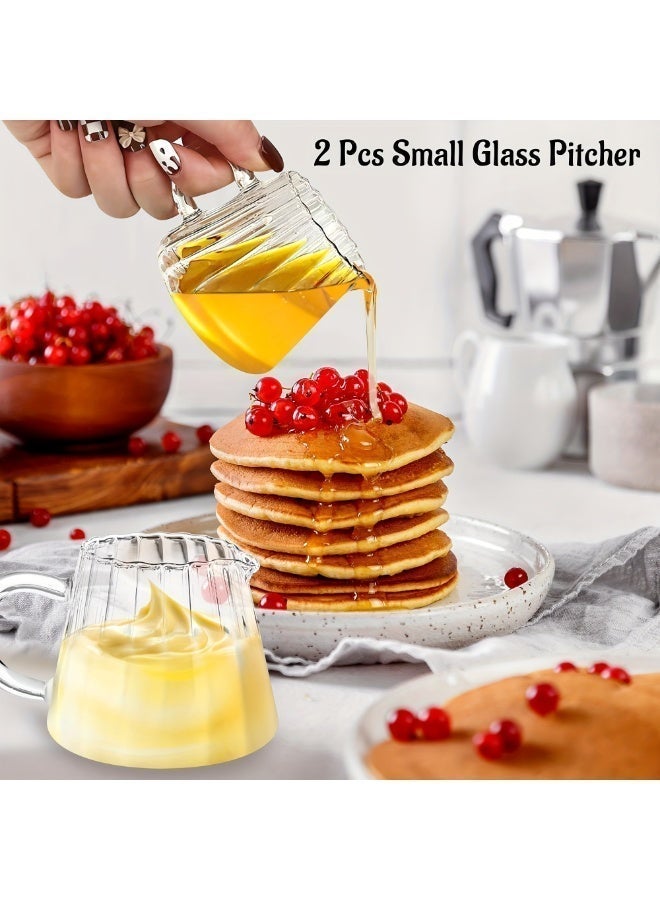 YUFAN 2pcs Set Elegant Wave-Shaped Glass Pitcher - Perfect for Coffee, Tea & Milk Frothing - Ideal Kitchen Accessory - Image 3