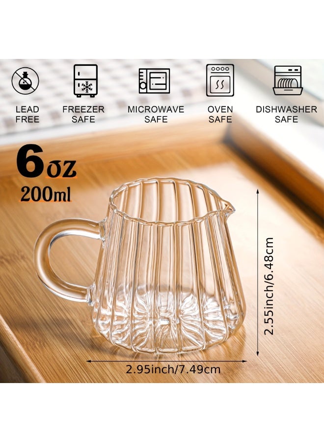 YUFAN 2pcs Set Elegant Wave-Shaped Glass Pitcher - Perfect for Coffee, Tea & Milk Frothing - Ideal Kitchen Accessory - Image 2