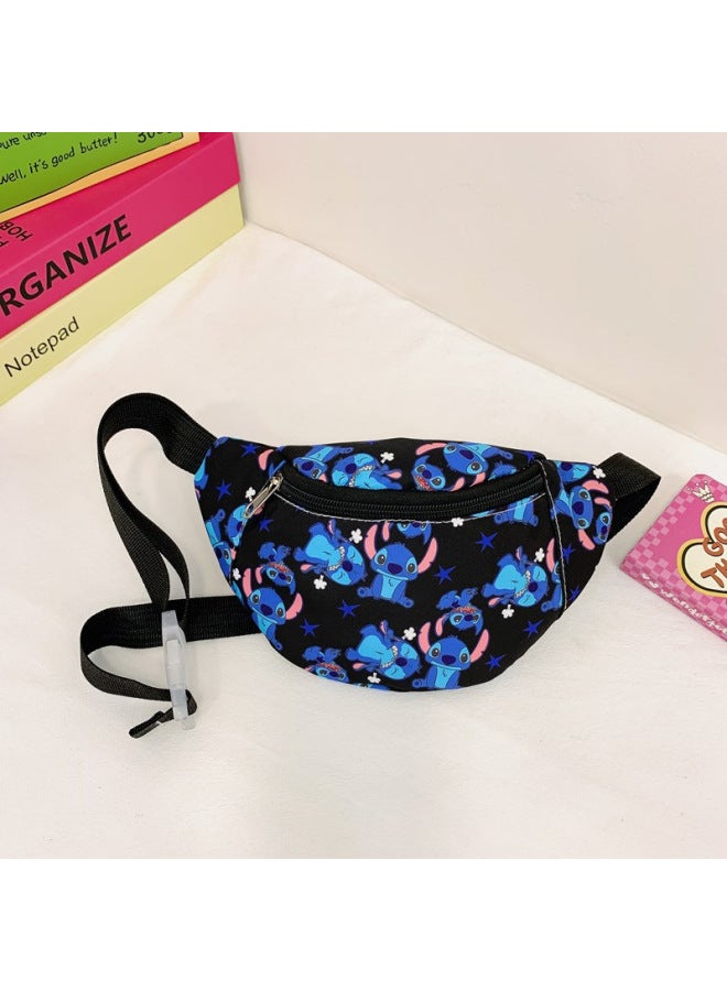Children's Bag Cartoon Stiletto Shoulder Waist Bag Crossbody Chest Bag Baby Boys And Girls All-match Coin Purse Bag-Color:Black-Size:25*15*6CM  - Image 1