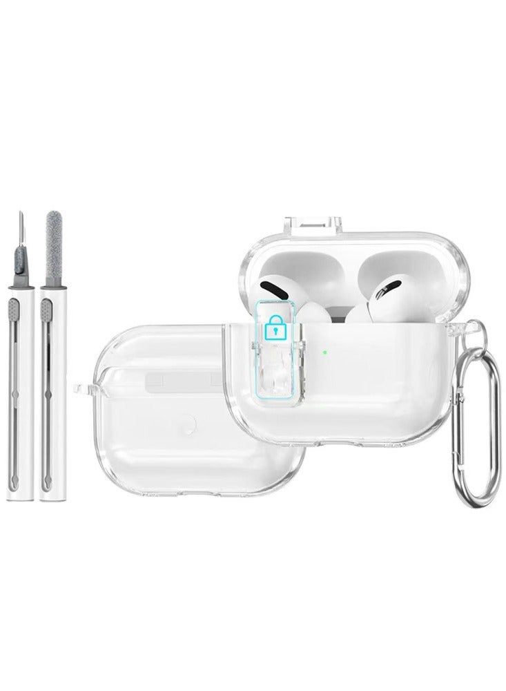دكينج مناسب لسماعات AirPods Pro 3 مع غطاء واقٍ قابل للقفل، غطاء شفاف من TPU لسماعات AirPods Pro 3 مع مجموعة تنظيف وسلسلة مفاتيح. شفاف - Image 1