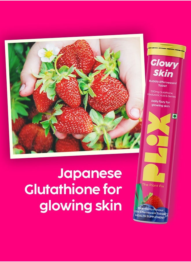 PLIX THE PLANT FIX - Glutathione Skin Glow 30 Effervescent Tablets For Clear And Youthful Skin 500 Mg Pack Of 2, Strawberry Flavour - Image 1