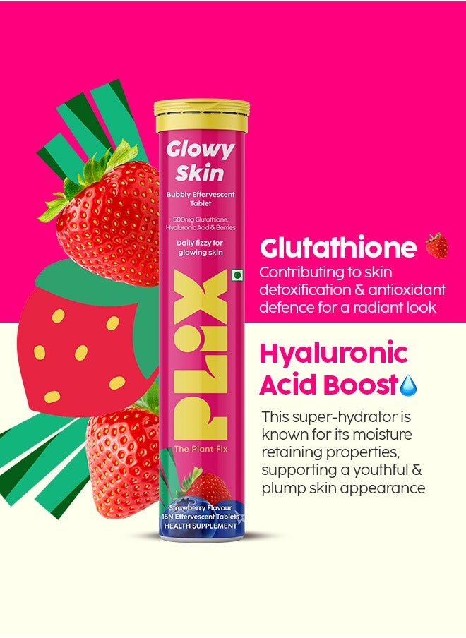PLIX THE PLANT FIX - Glutathione Skin Glow 30 Effervescent Tablets For Clear And Youthful Skin 500 Mg Pack Of 2, Strawberry Flavour - Image 1