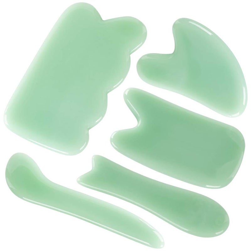 airogym Guasha Massage Tool 5 PCS Guasha Stone Scraping Massage Sets for Face Massage Stone Board for SPA Acupuncture Physical Therapy Massaging Sore Muscles Points Puffiness Edema Arthritis