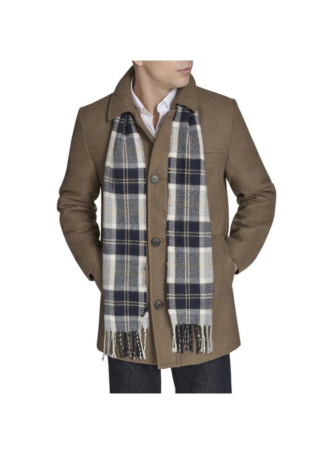 DOCKERS Men's Weston Wool Blend Coat with Scarf (Regular and Big & Tall), Chocolate/Light Grey Scarf, L - Image 1