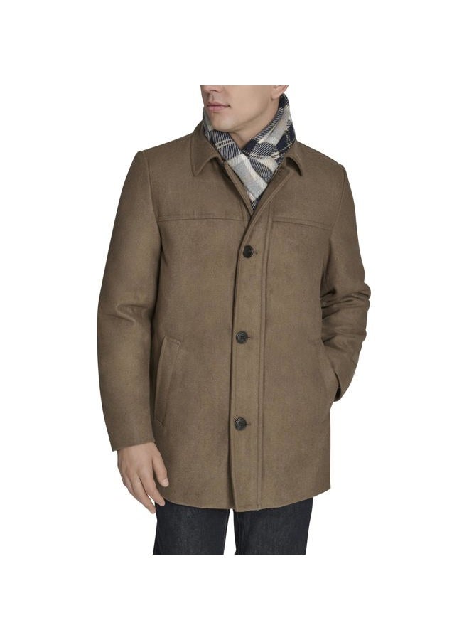 DOCKERS Men's Weston Wool Blend Coat with Scarf (Regular and Big & Tall), Chocolate/Light Grey Scarf, L - Image 5