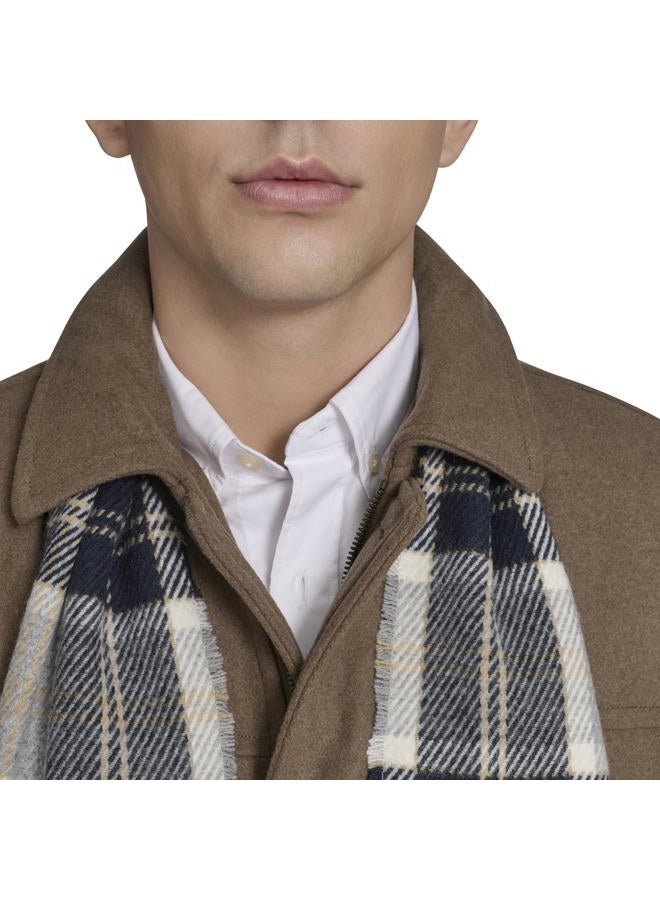 DOCKERS Men's Weston Wool Blend Coat with Scarf (Regular and Big & Tall), Chocolate/Light Grey Scarf, L - Image 3