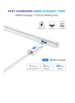 Generic Dual Tips Capacitive Stylus Pen with Palm Rejection for Android Touch Screens with Palm Rejection Compatible with Samsung/Huawei/Tablet/Mobile, White  - Image 4